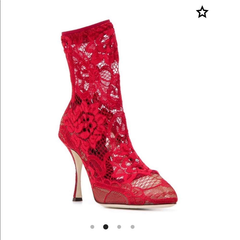 Dolce & Gabbana Red Lace Boots NEW!